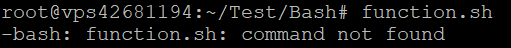 Command not found error output due to the non-existent bash command