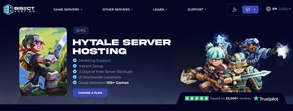 BisectHosting Hytale server hosting landing page