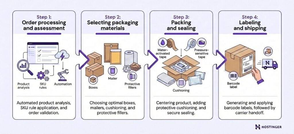 Visual of ecommerce packaging workflow