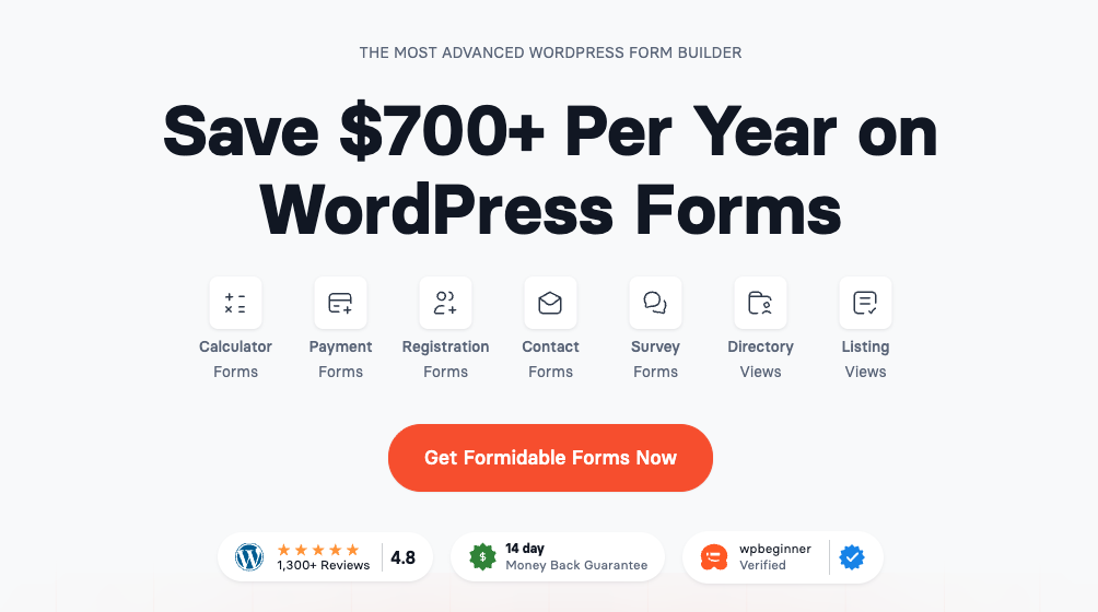 Formidable Forms landing page