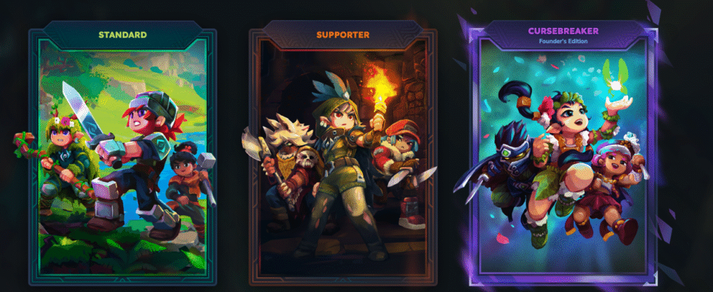 Hytale pricing page showing "Standard," "Supporter" and "Cursebreaker" pricing tiers