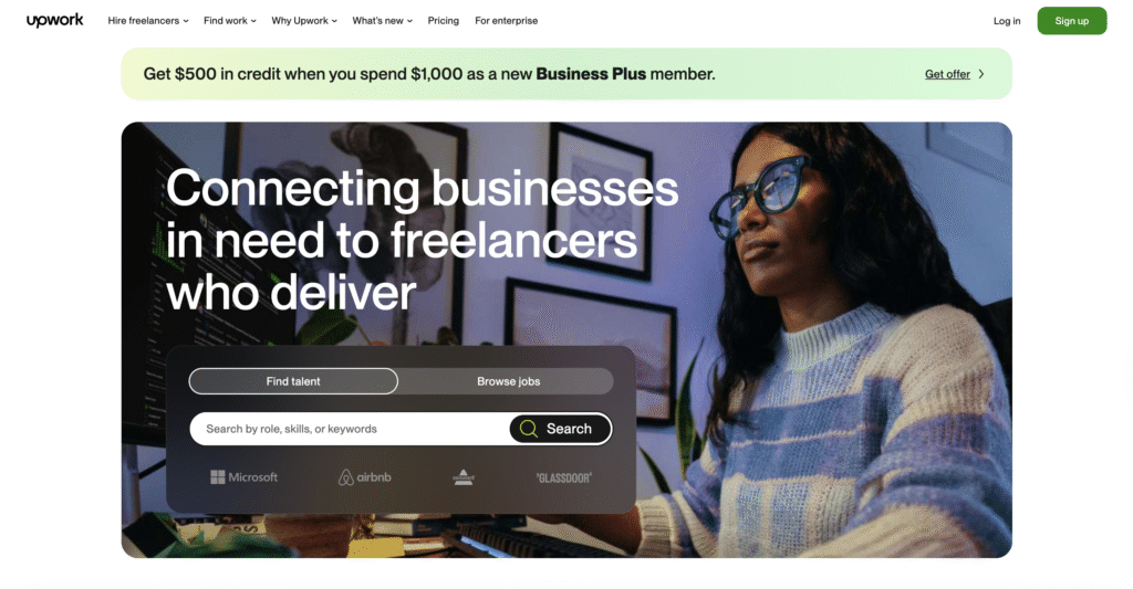 how to make money without a job - Upwork freelance marketplace homepage