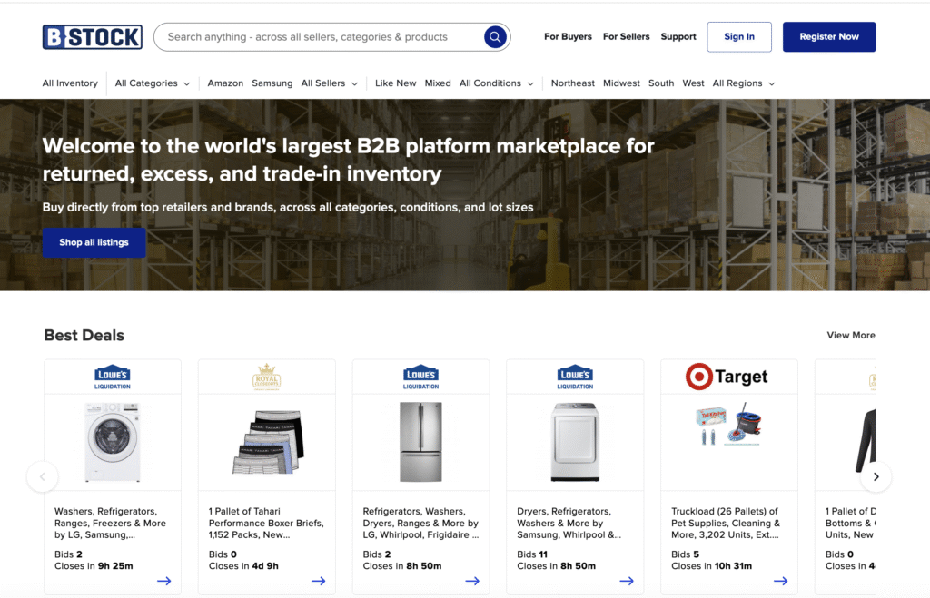 How to make money reselling - Bstock liquidation homepage