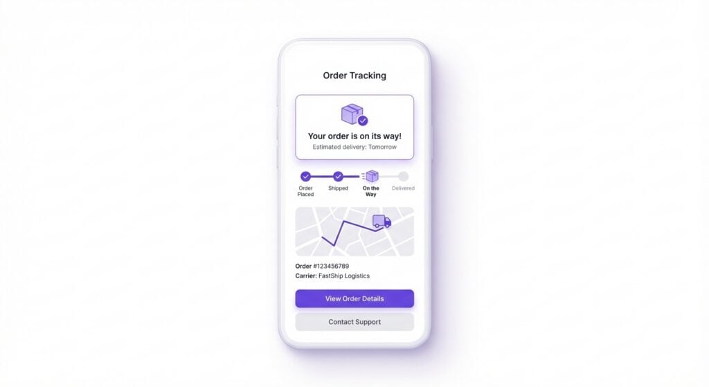 Mobile notification illustration showing order tracking and status - how to make money with dropshipping