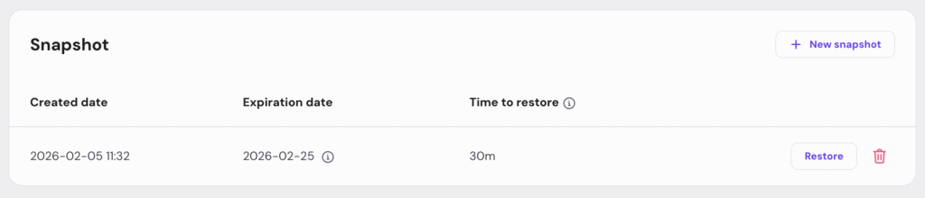 VPS snapshot on hPanel