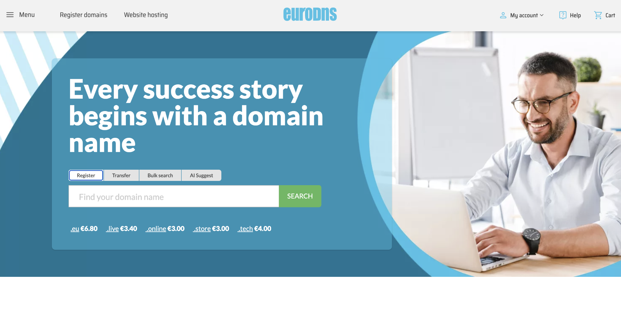 EuroDNS home page
