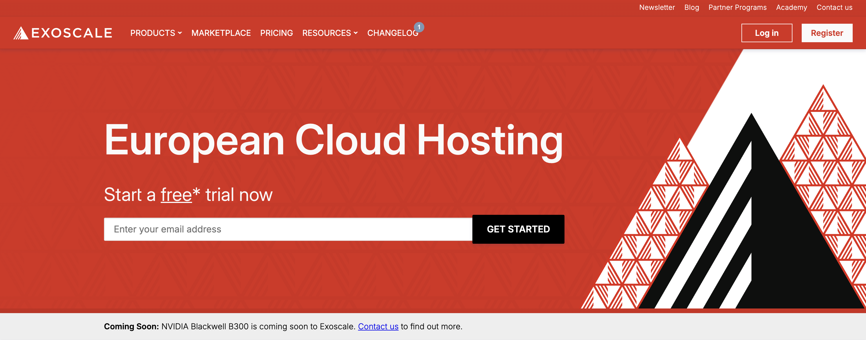 Exoscale hosting landing page