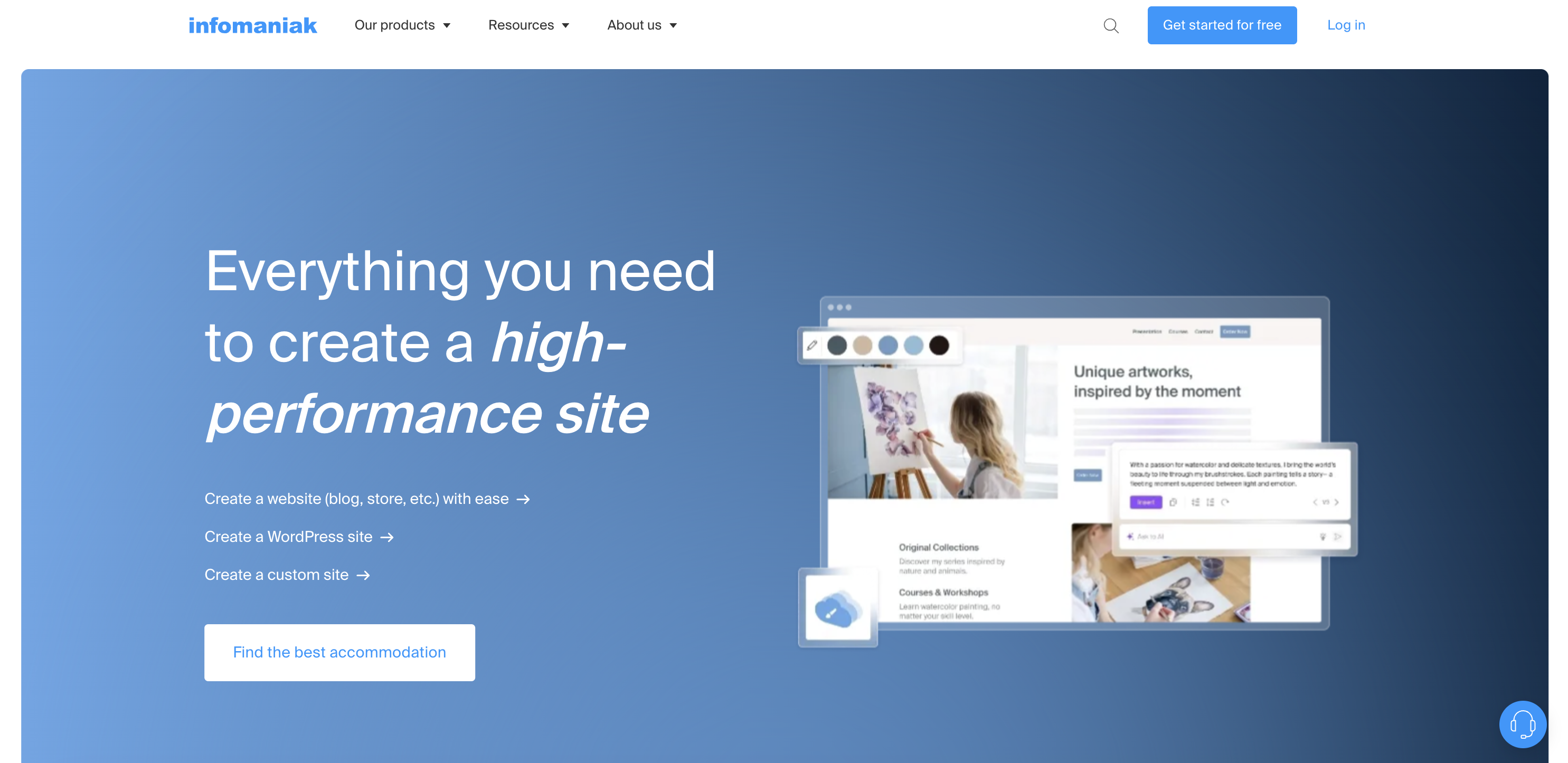 Infomaniak hosting landing page