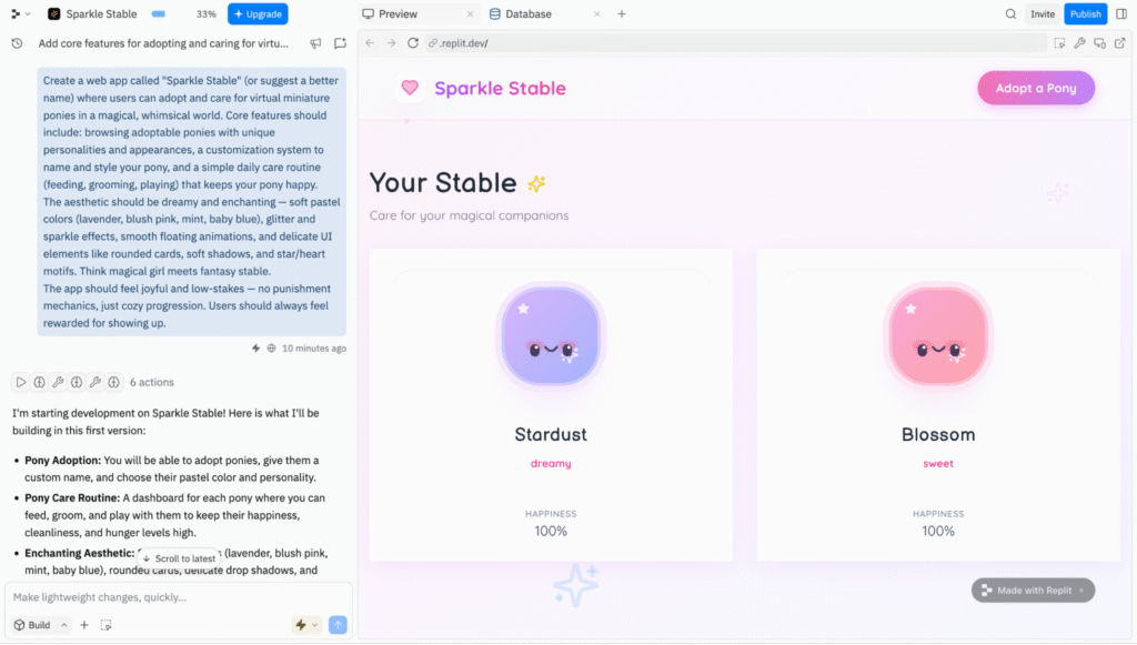 Replit's main interface