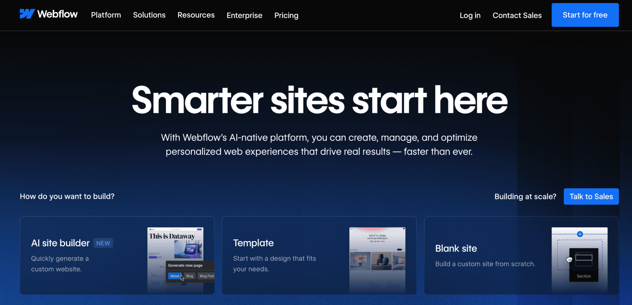 Homepage of Webflow