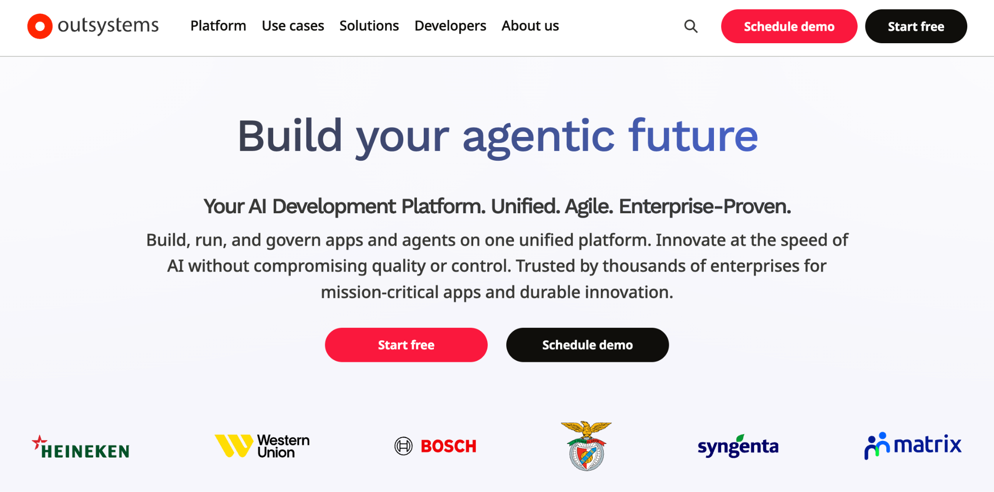 Homepage of OutSystems