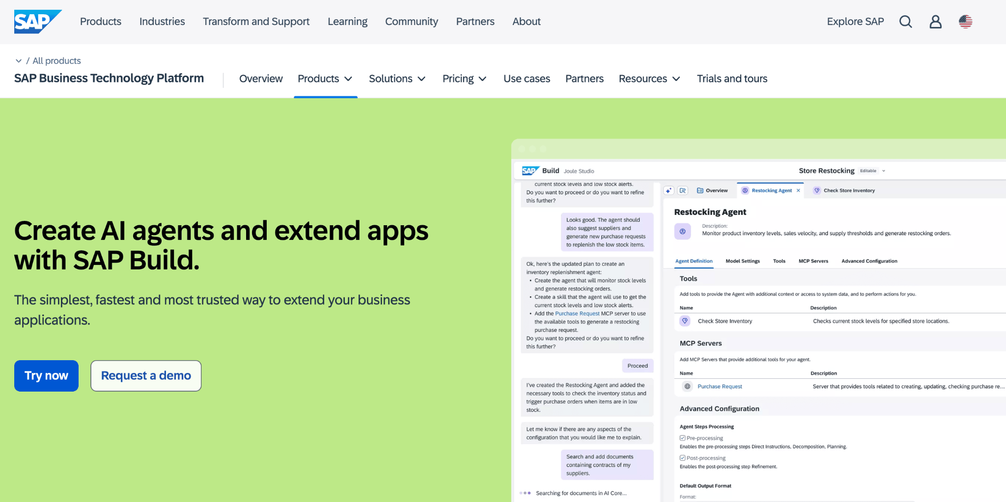 Homepage of SAP Build Apps