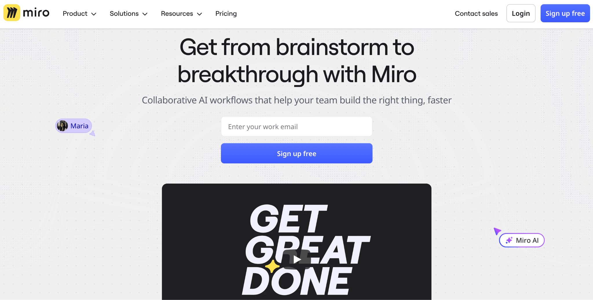Homepage of Miro