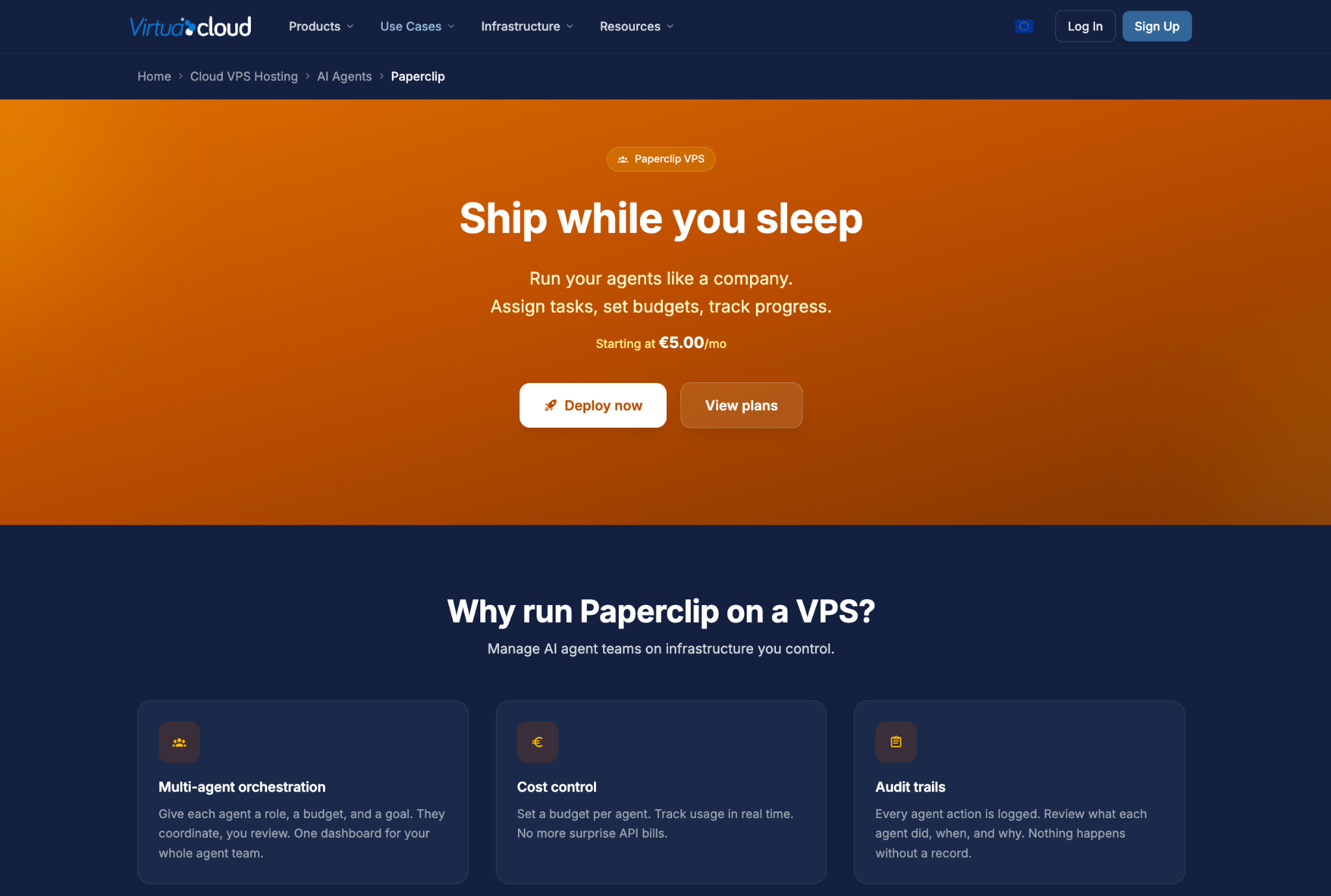 Virtua.Cloud's landing page