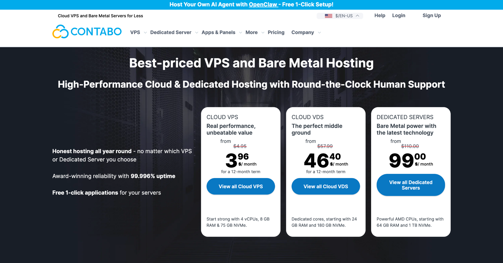 Contabo's landing page
