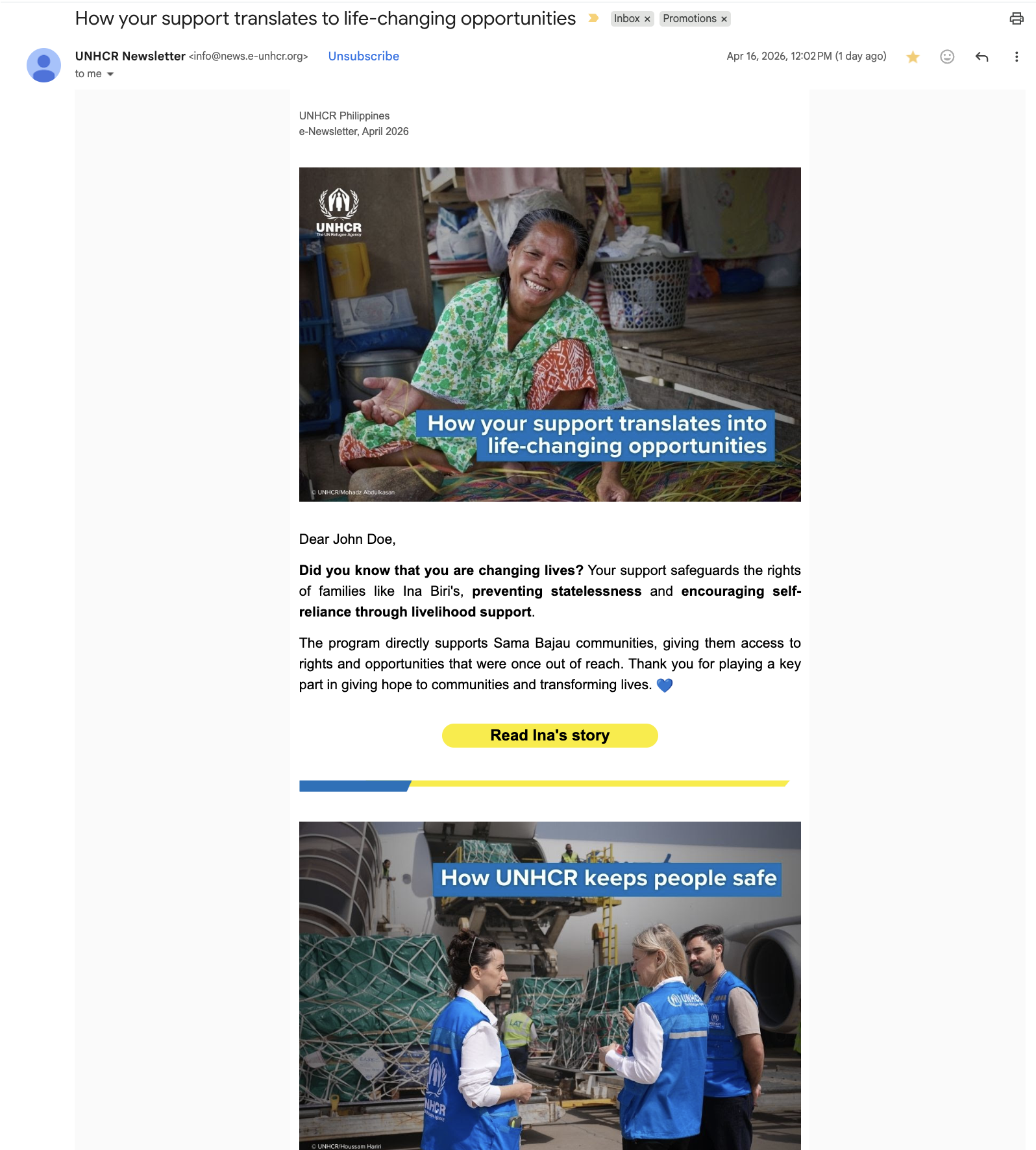 UNCHR newsletter