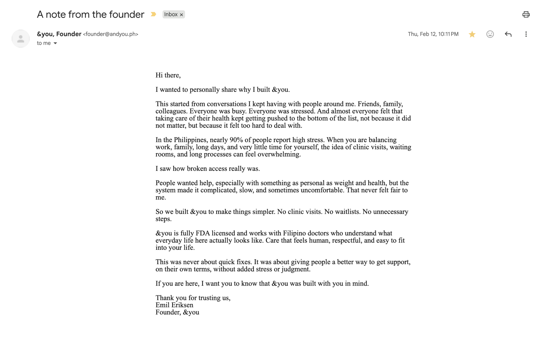 &you company founder newsletter