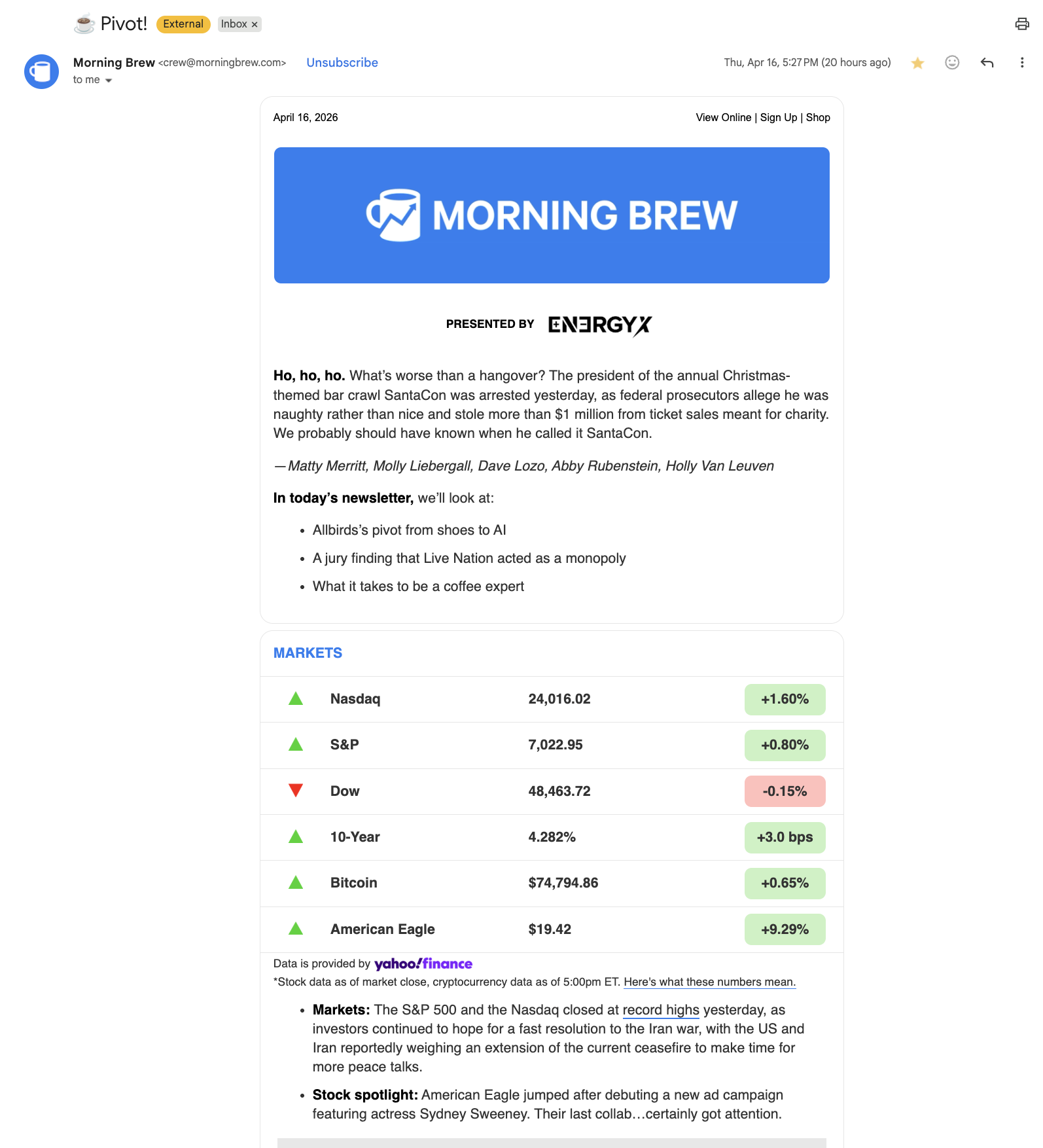 Morning Brew digest newsletter