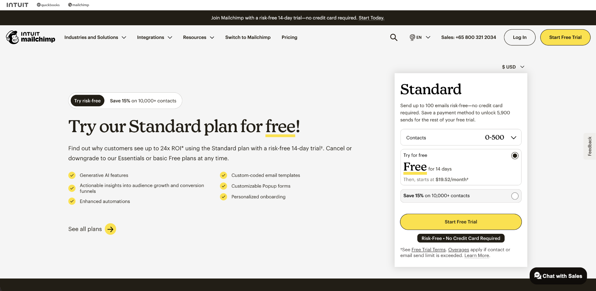 Mailchimp landing page