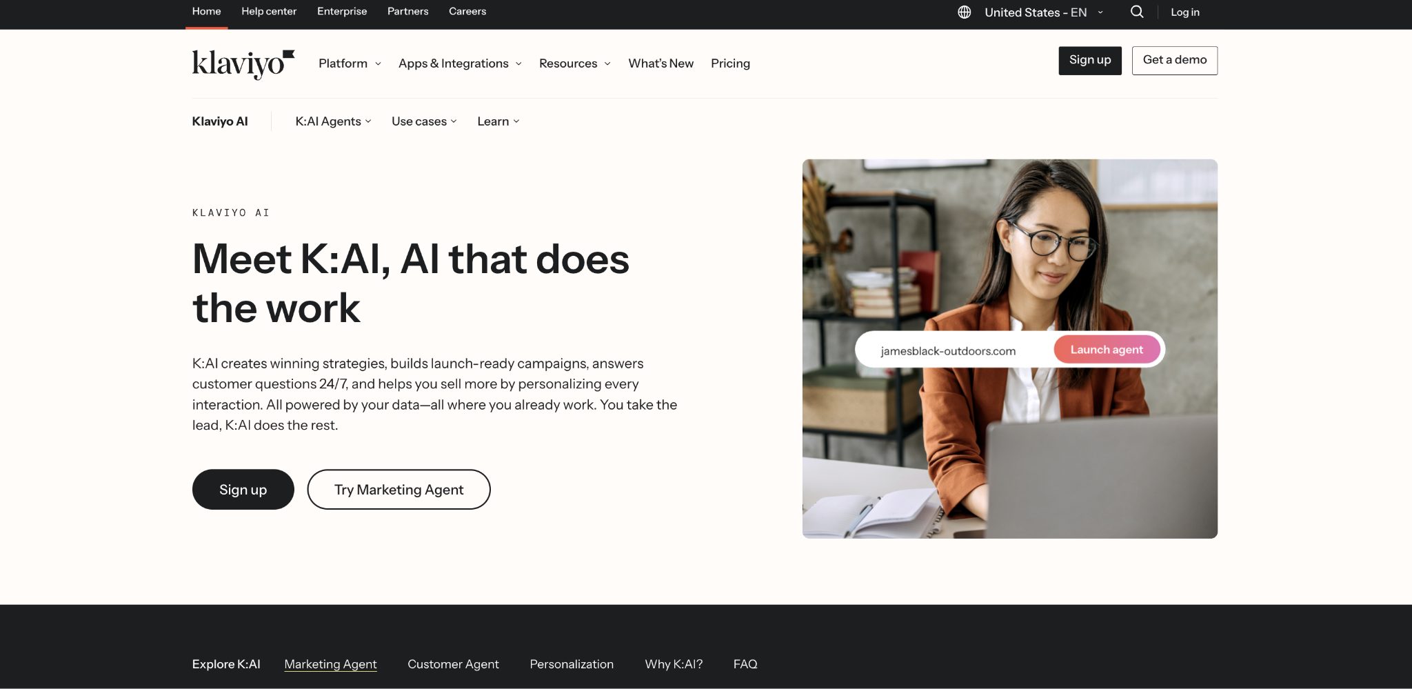 Klaviyo landing page