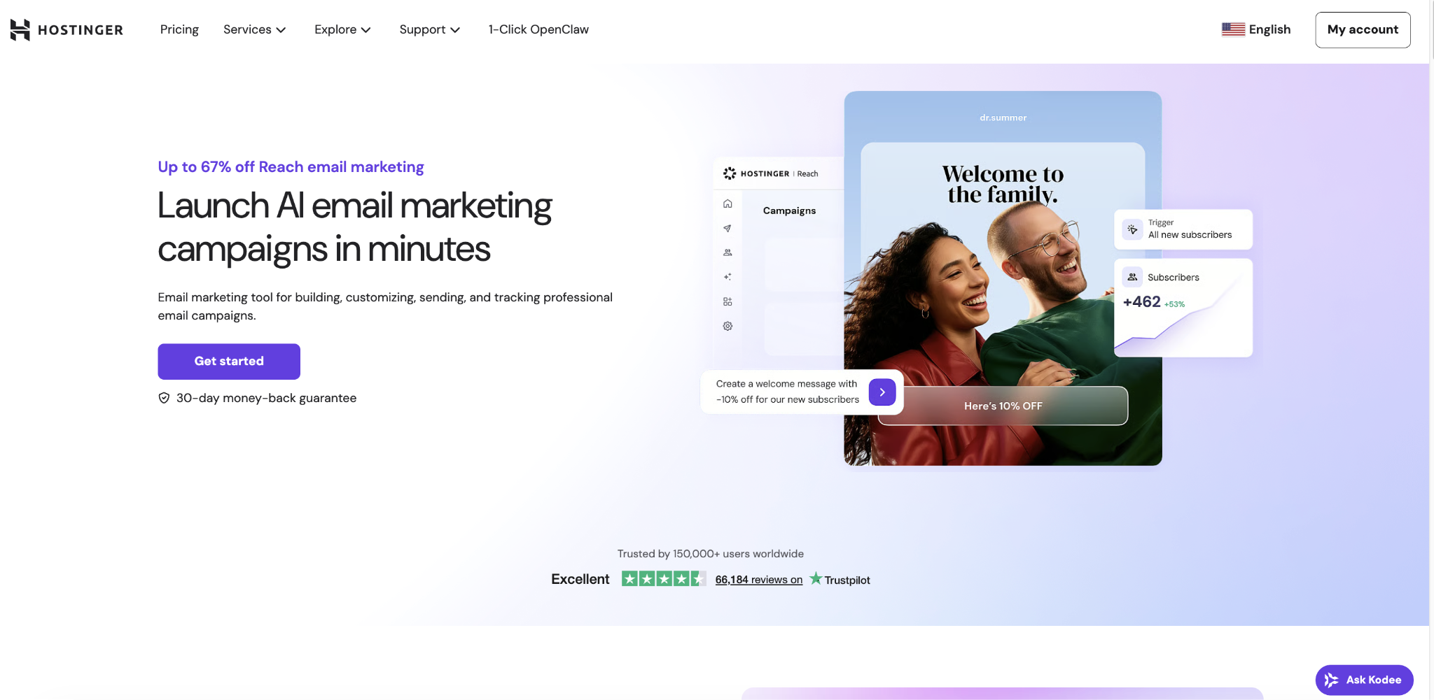 Hostinger Reach landing page