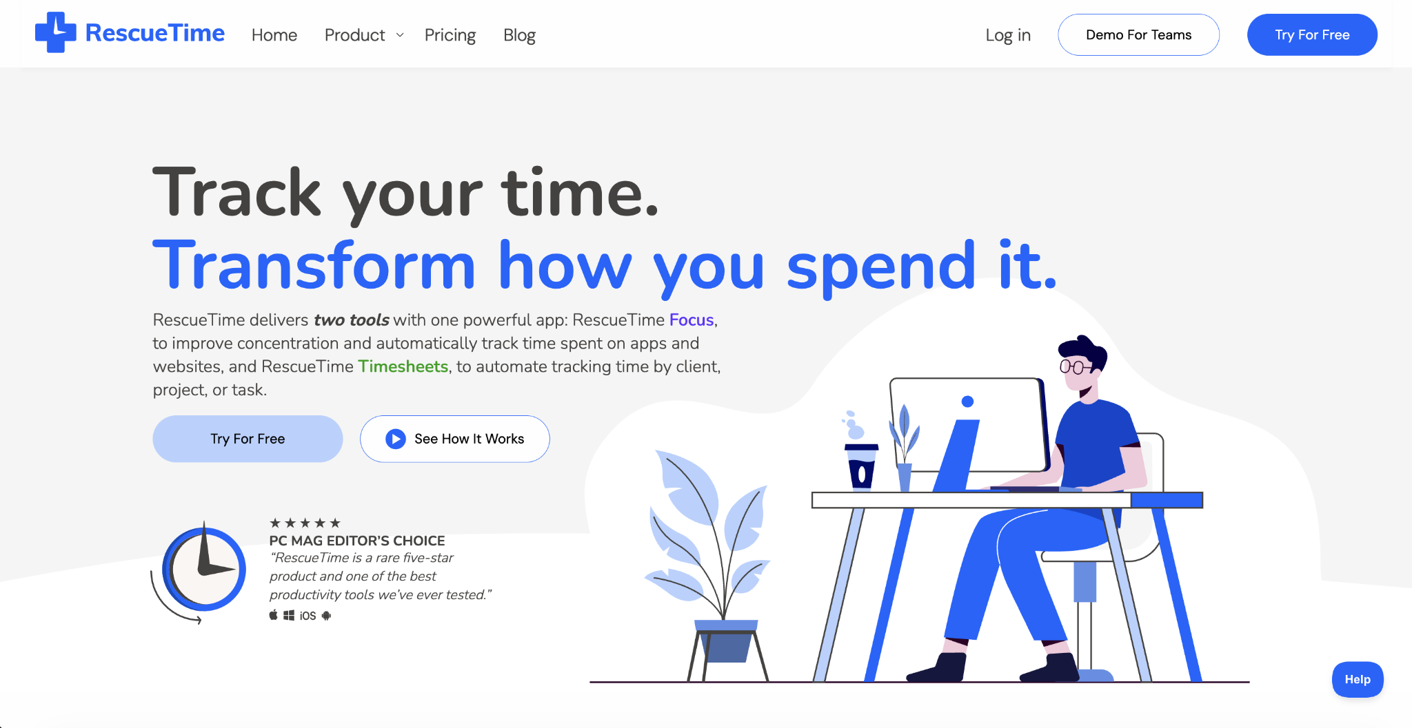 RescueTime landing page