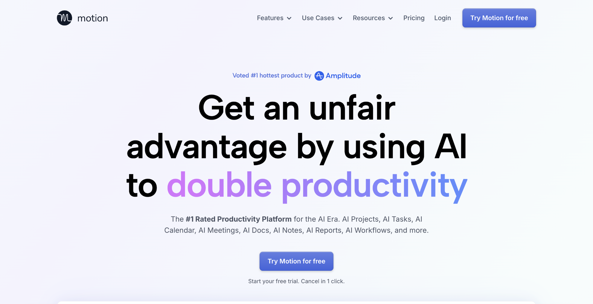 Motion landing page