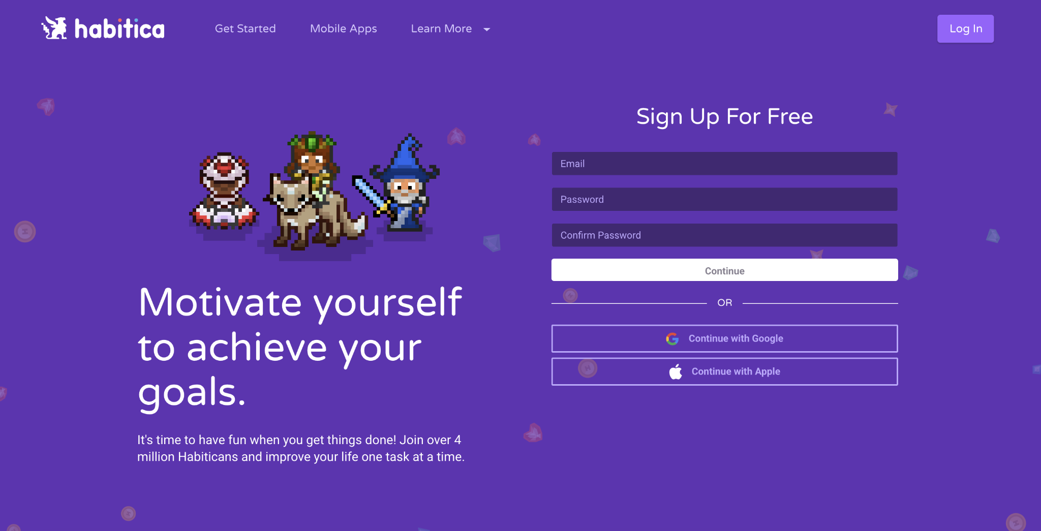 Habitica landing page