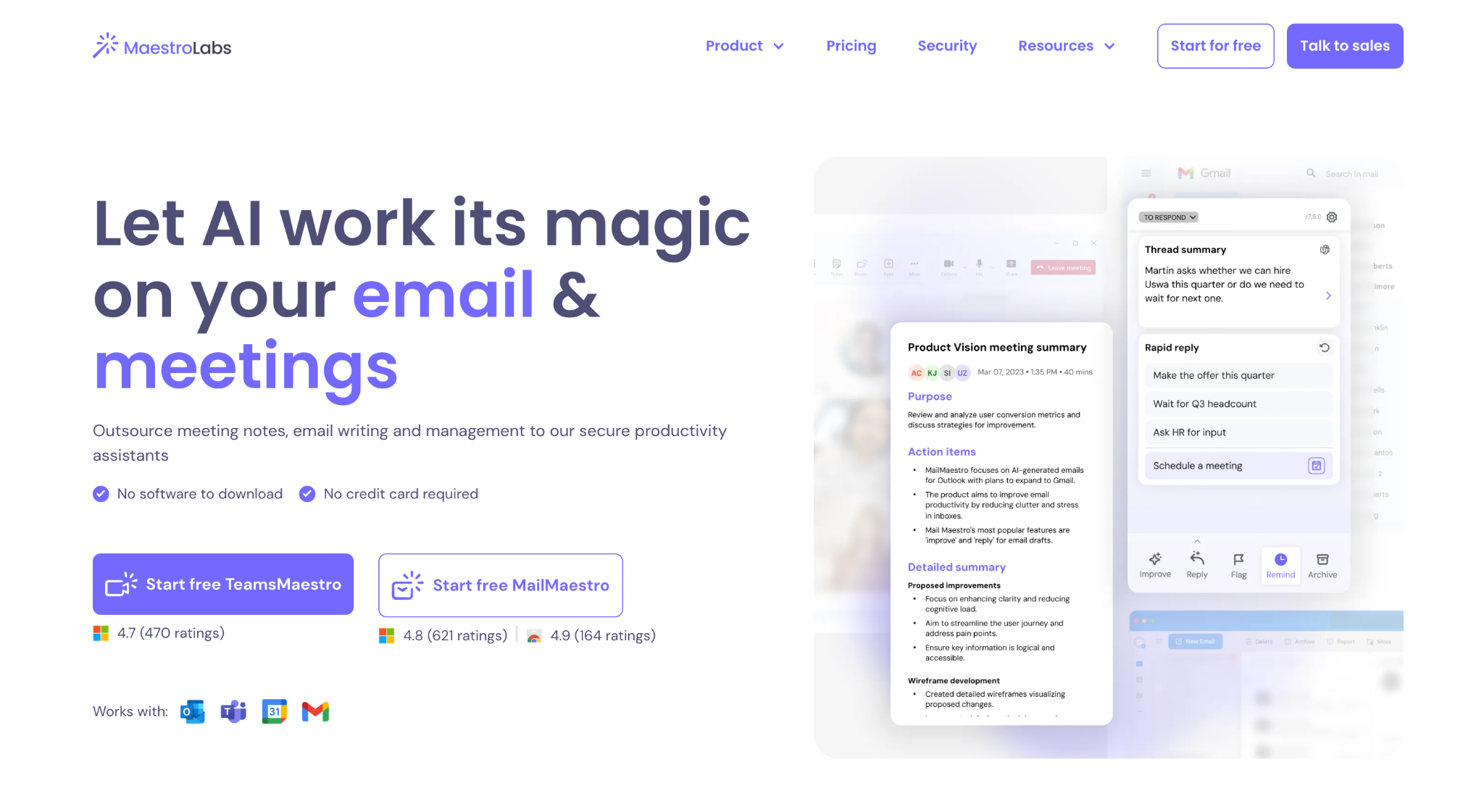 Homepage of MailMaestro