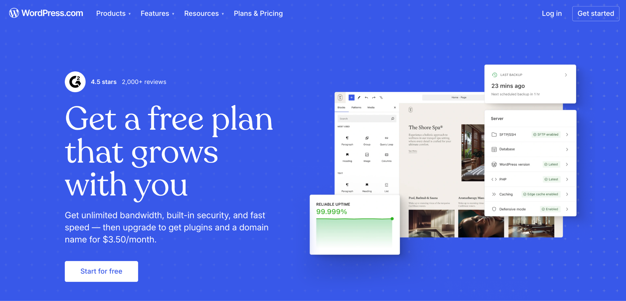 Homepage of WordPress