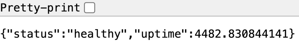 The health check route for a Node.js application