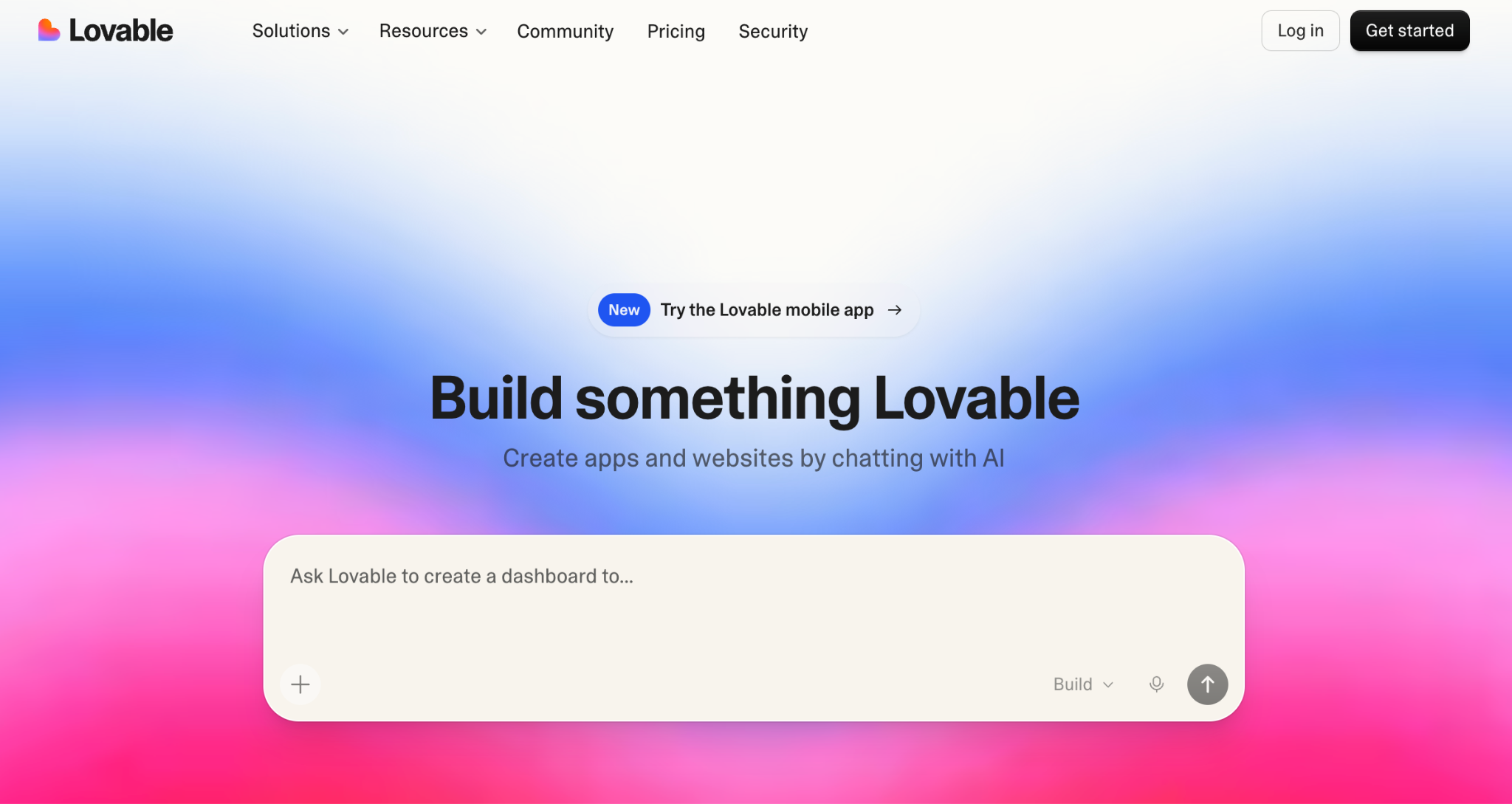 Lovable's landing page