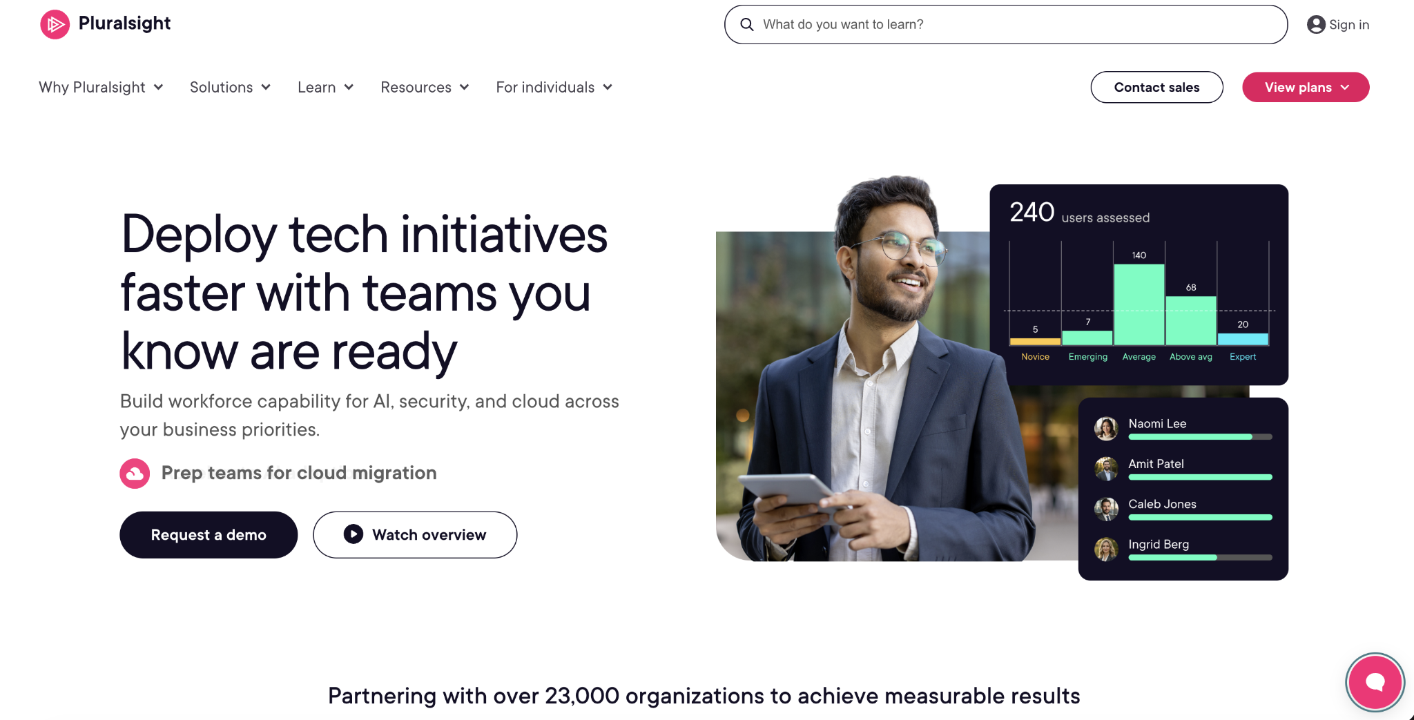 Pluralsight landing page