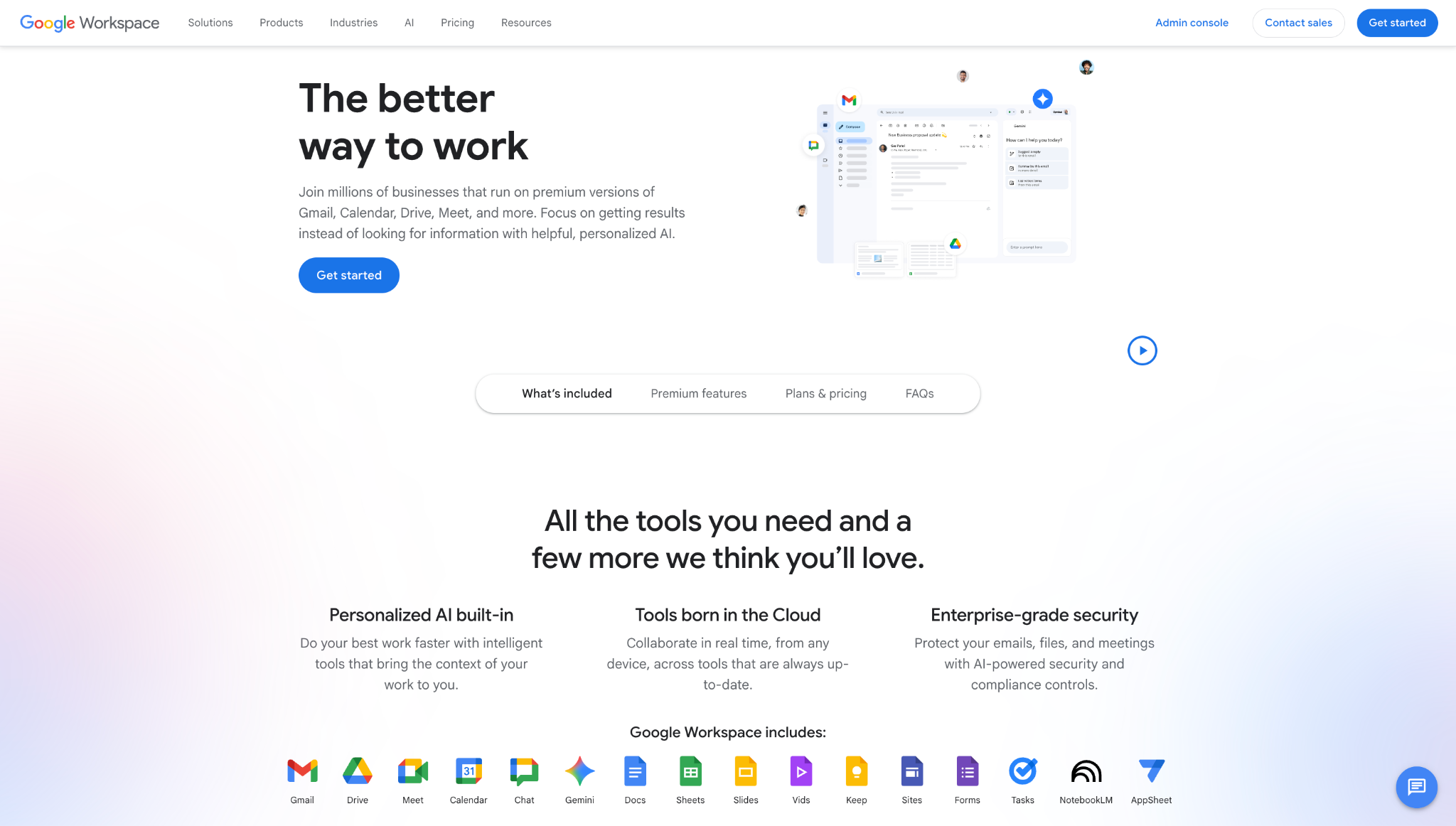 Google Workspace landing page