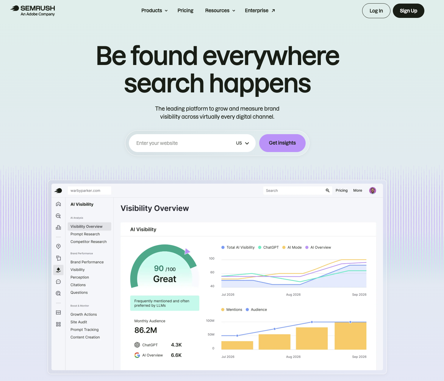 Semrush landing page