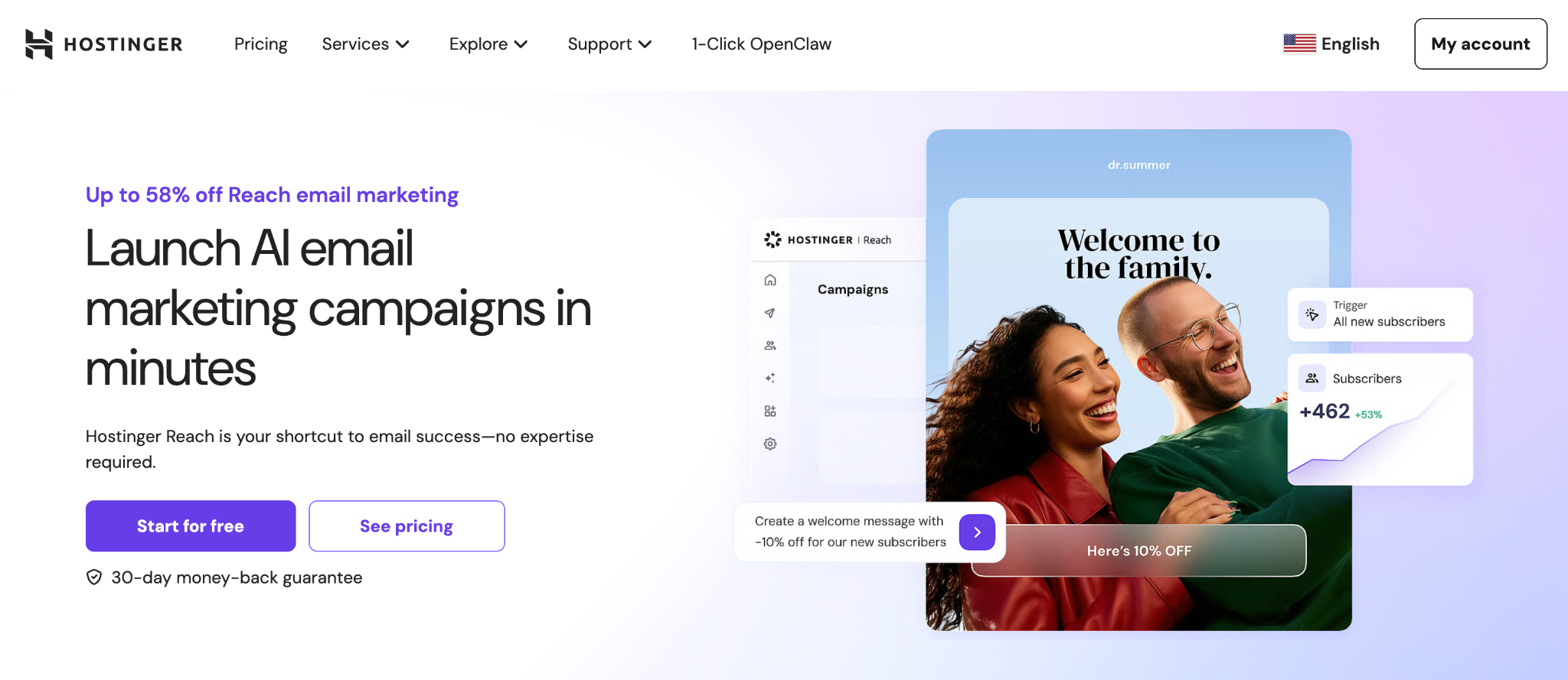 Hostinger Reach landing page