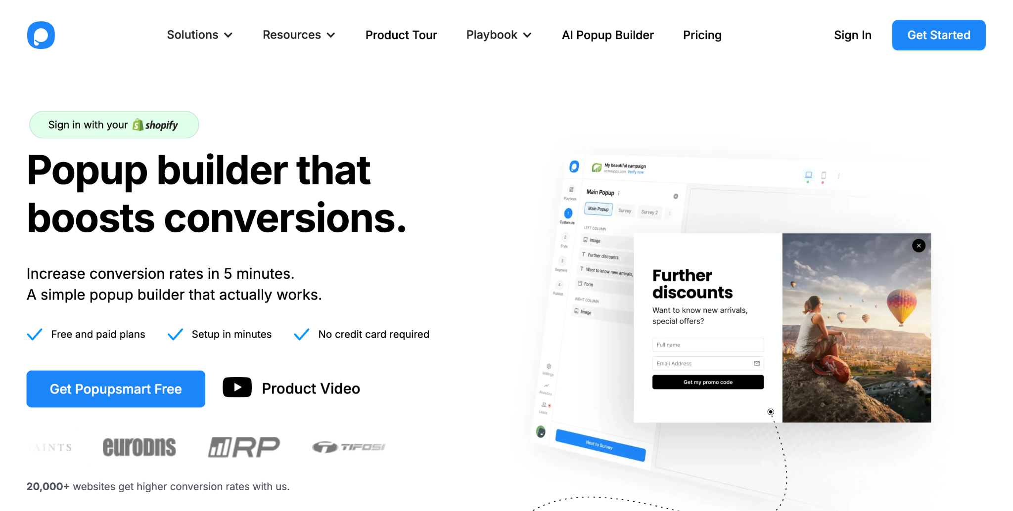Popupsmart landing page