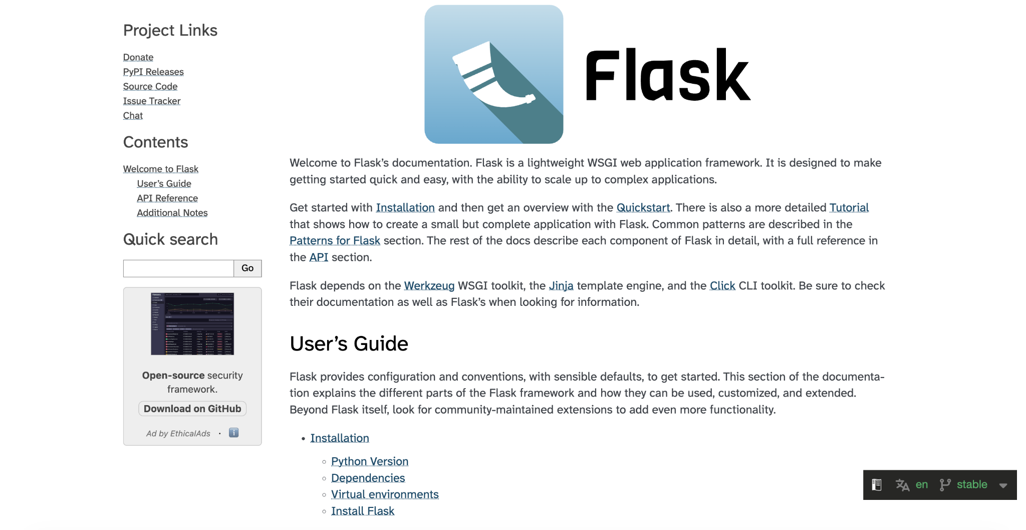 Flask Python landing page