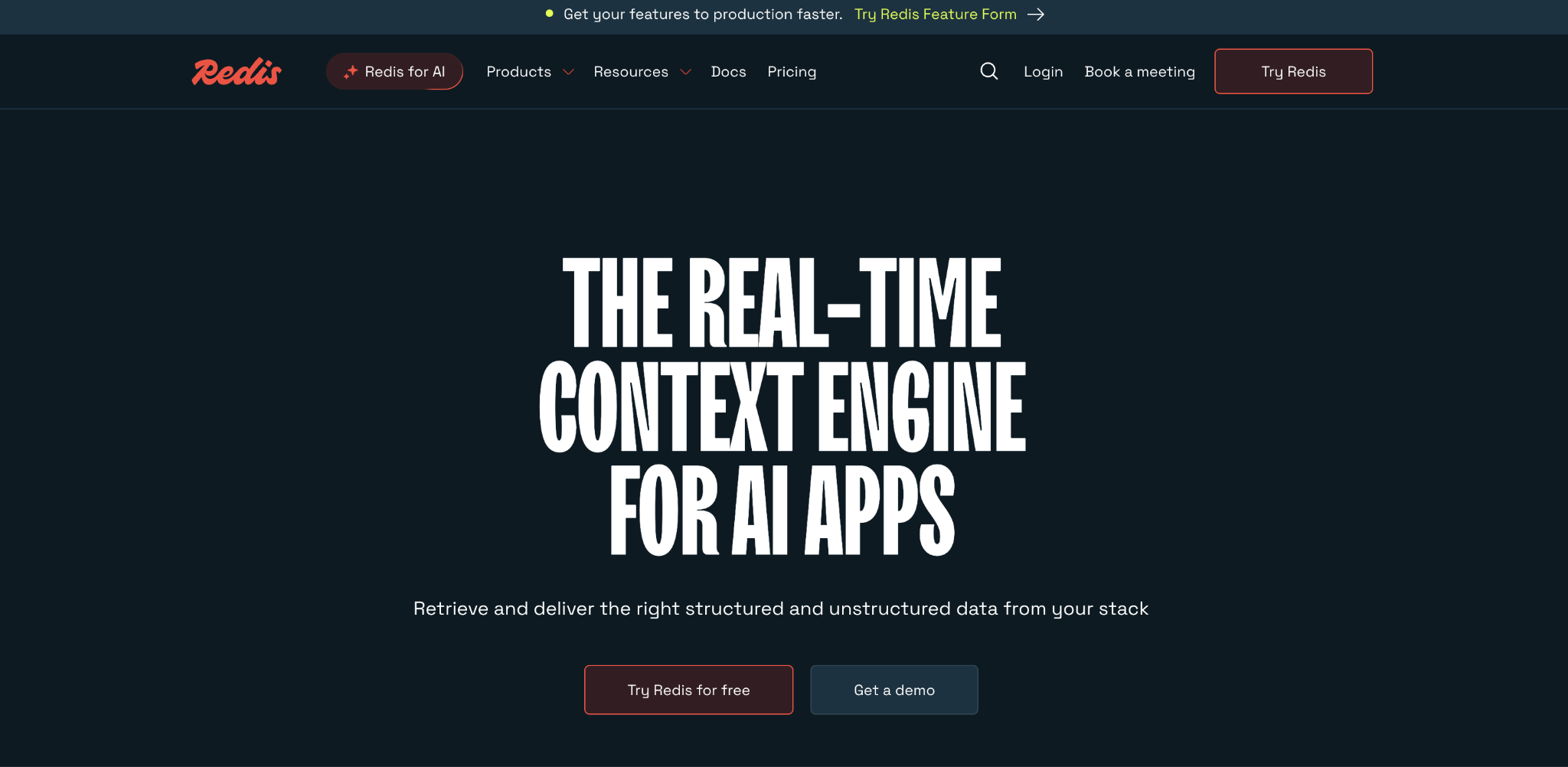 Redis landing page