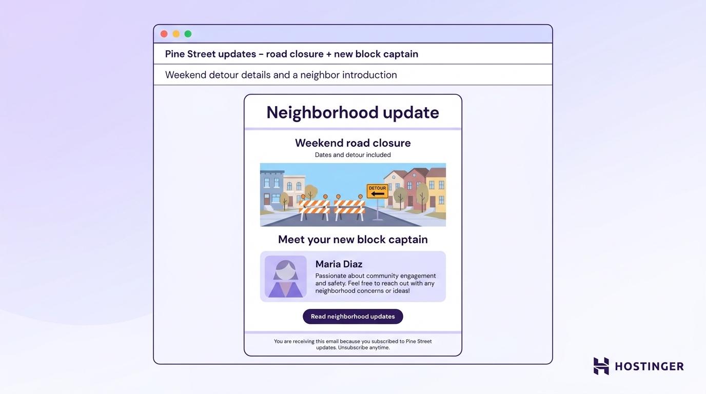 Local neighborhood update newsletter