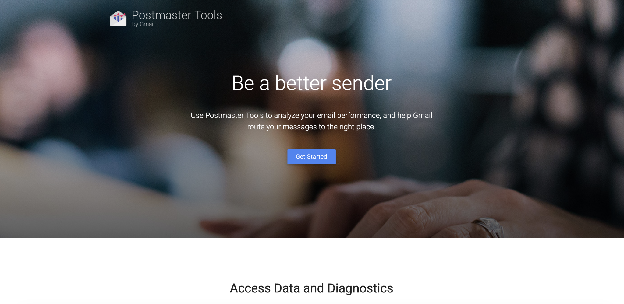 Google Postmaster Tools landing page