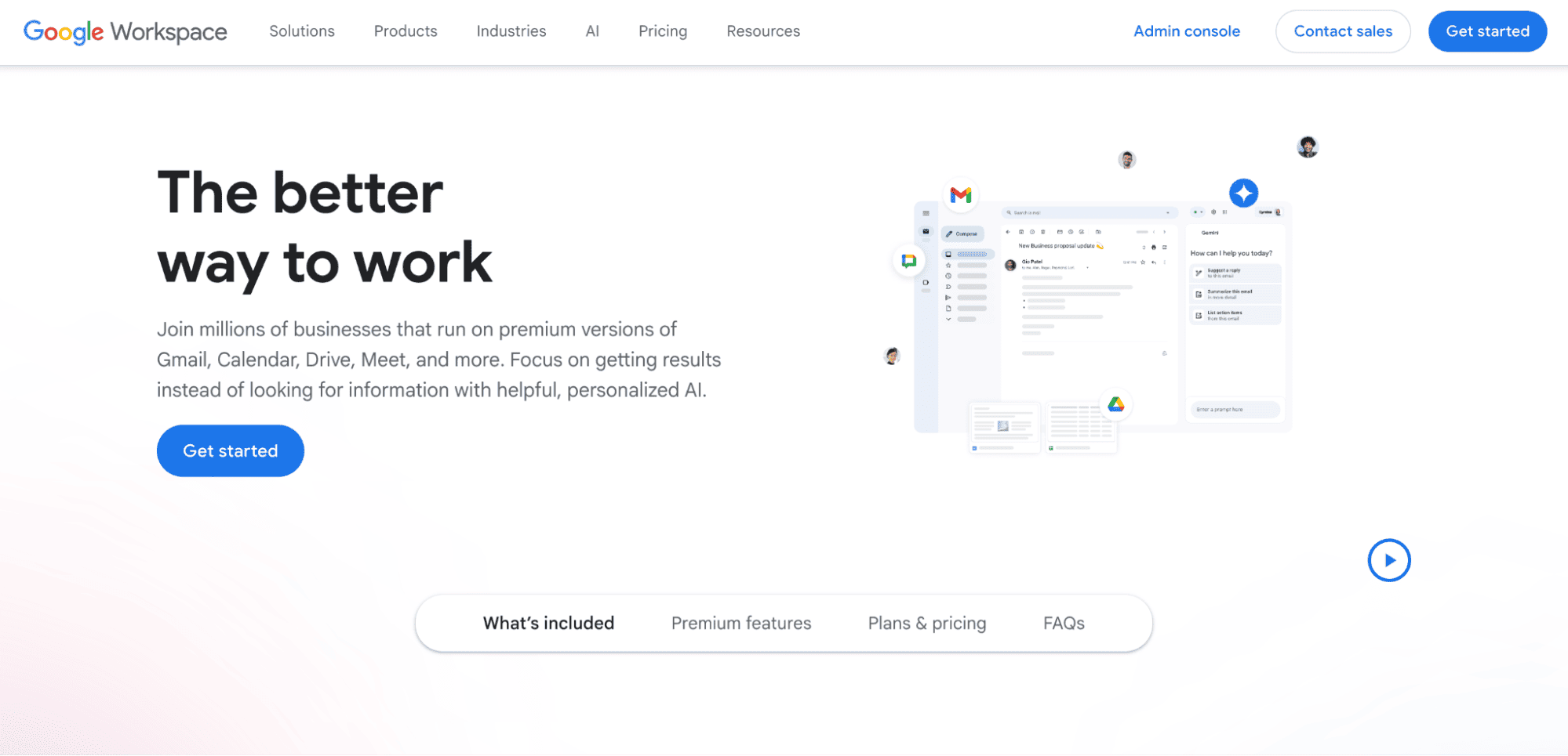 Homepage of Google Workspace, a cloud-based productivity and collaboration suite created by Google.