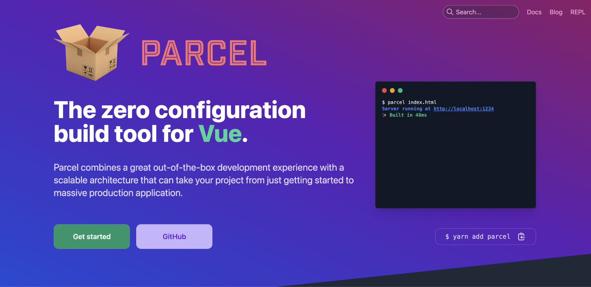 Parcel landing page