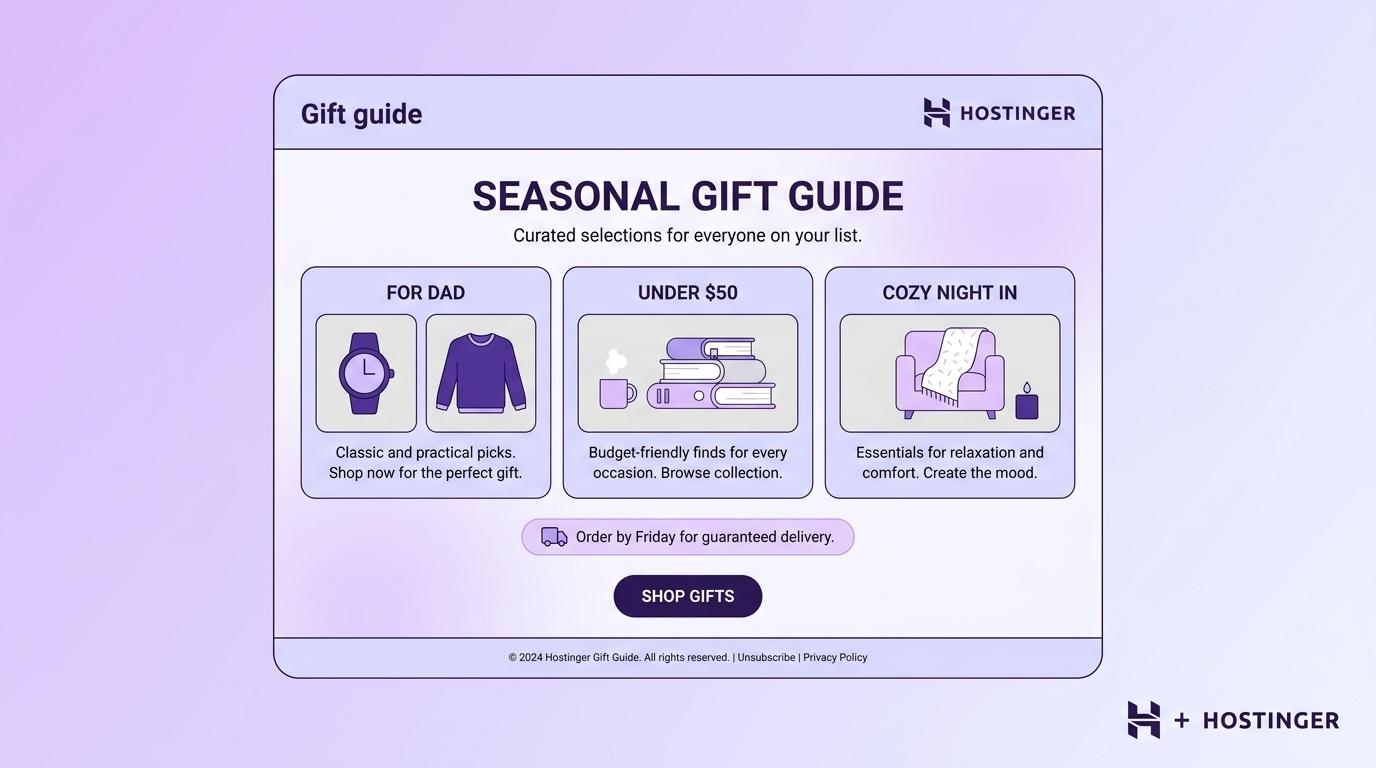 Seasonal gift guide newsletter