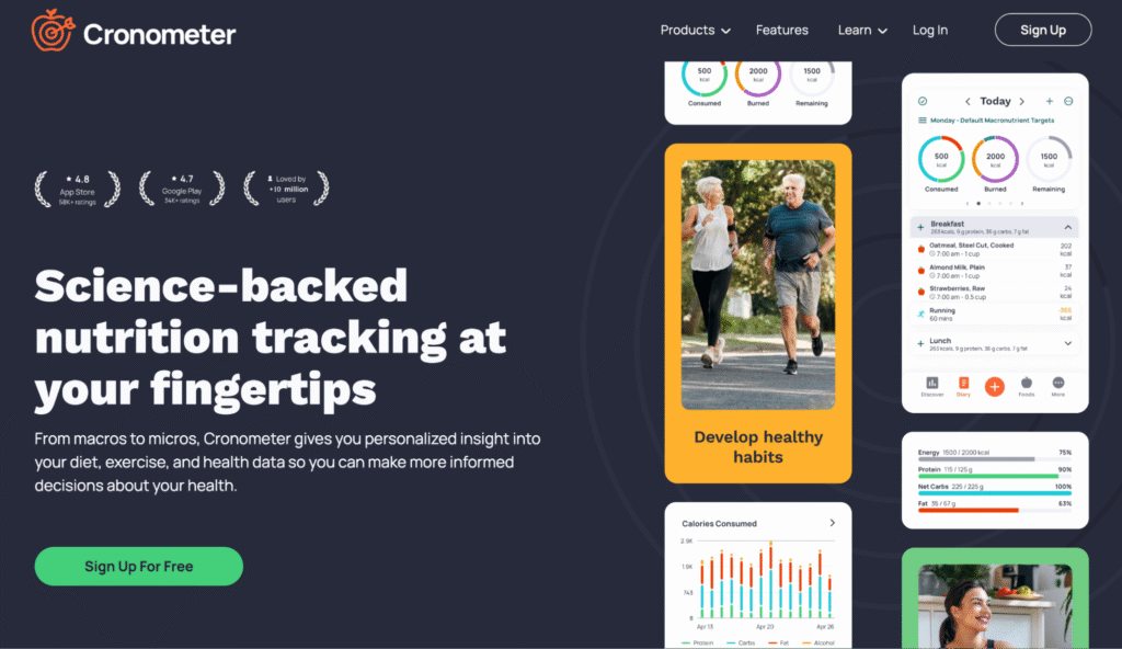 Homepage of Cronometer