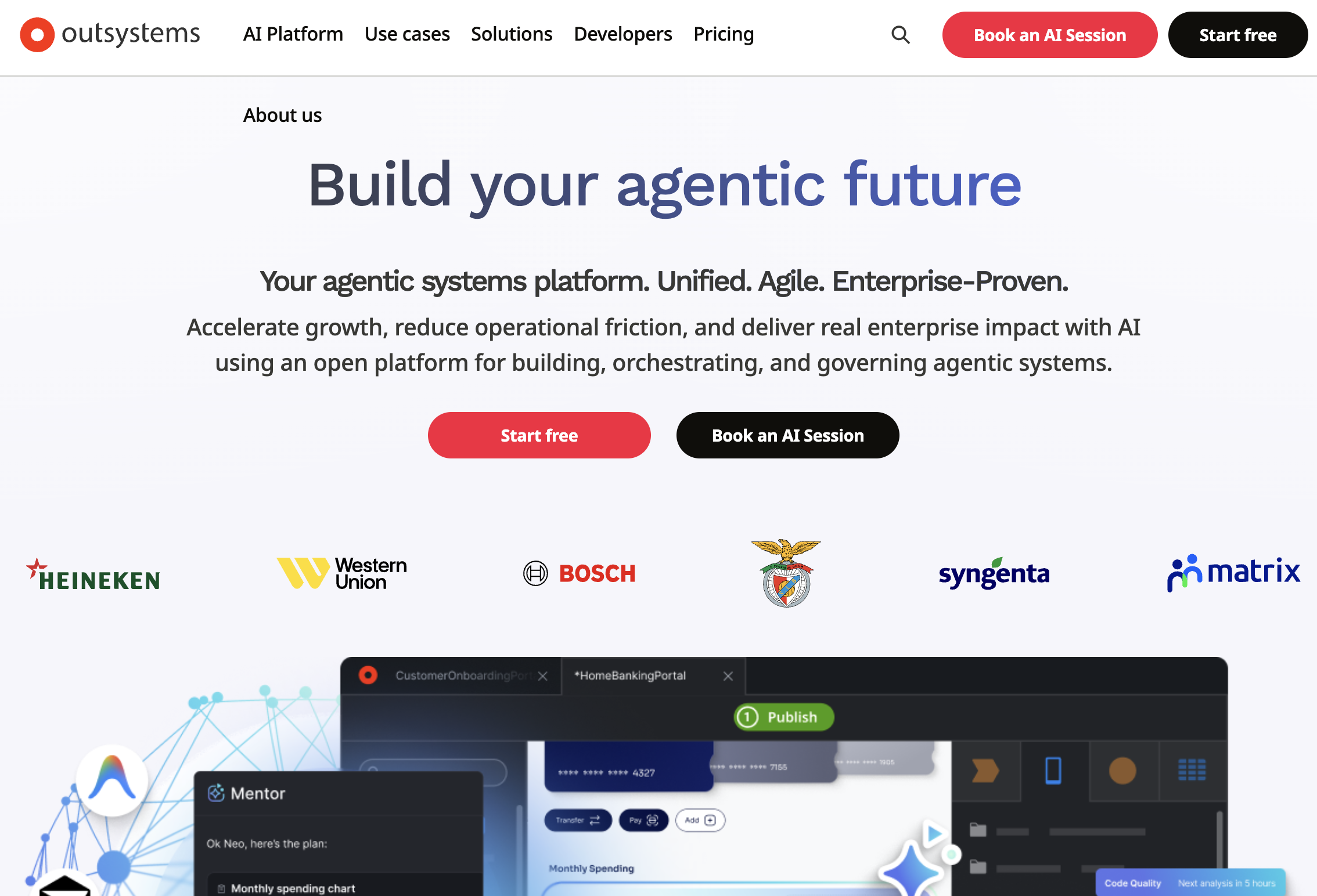 Homepage of OutSystems