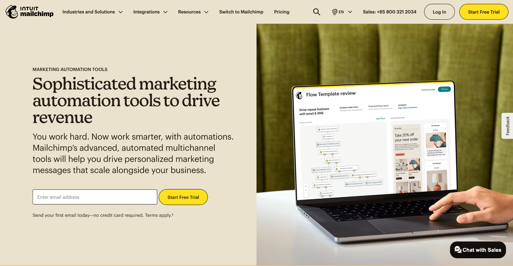 Mailchimp's landing page