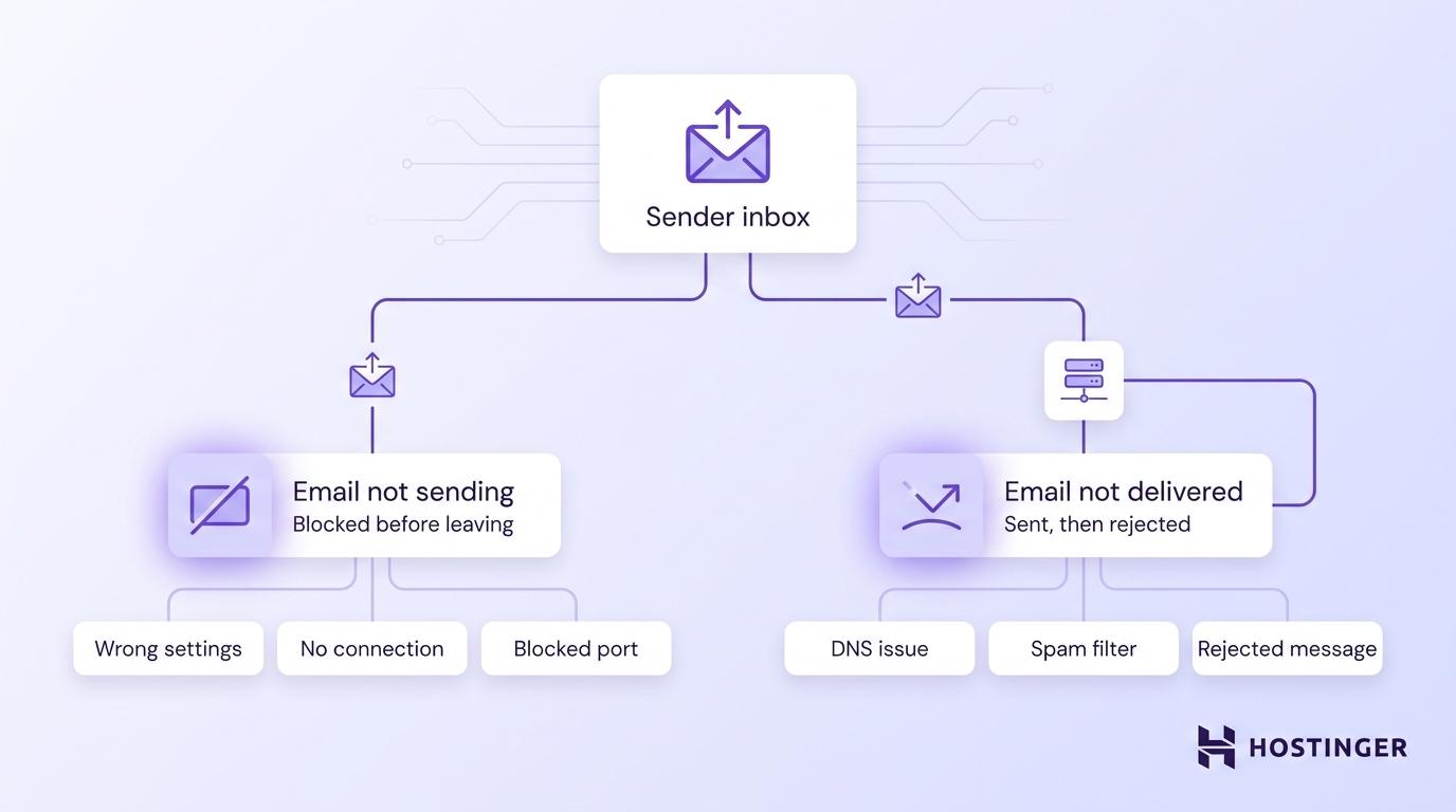 Visual diagram of the two reasons why email is not sending