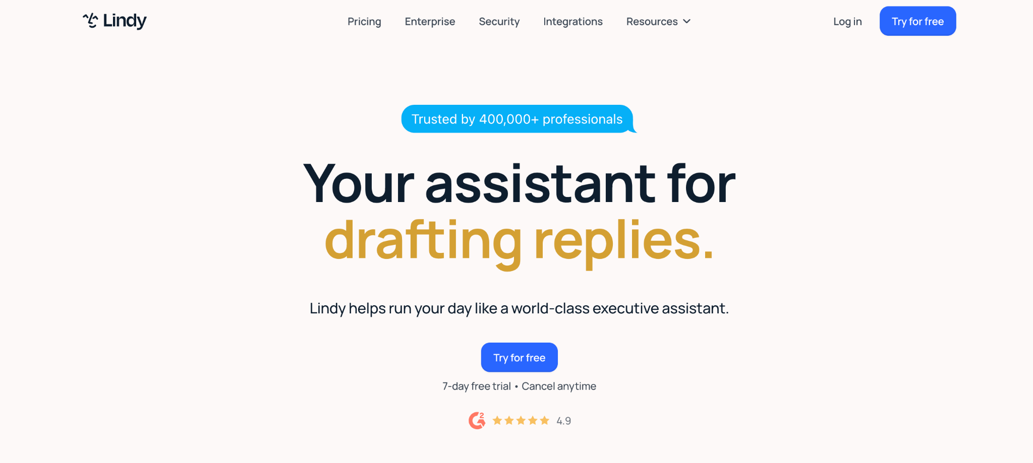 Lindy AI homepage with the headline