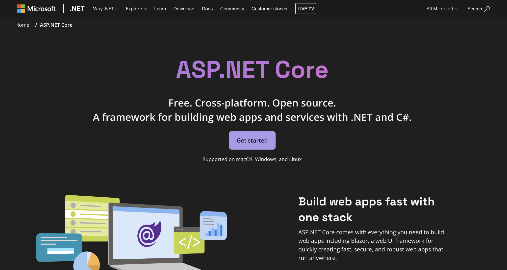 ASP.NET Core landing page